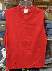 Lot of 2 – JERZEES Men’s Sleeveless/Muscle T-Shirts, M (38-40), 1-Red & 1-White