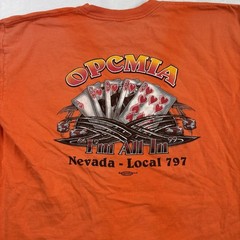 Bayside Union Local 797 OPCMIA Las Vegas Orange SS Graphic Shirt Men’s XL Faded