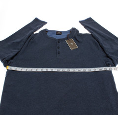 Left Coast Tee NWT Kipa Reversible Long Sleeve Henley T-Shirt Size M in Blue