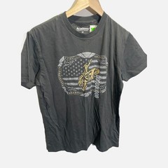 Academy Sports Mens Graphic T-Shirt Gray Bronco American Flag Western Tee Medium