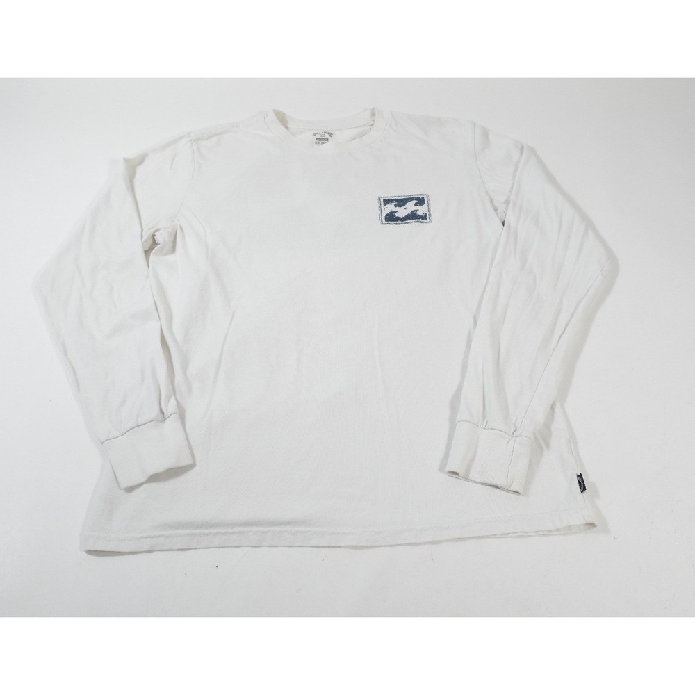 Billabong Shirt Mens Medium White Wave Washed Long Sleeve Graphic Surf Tee