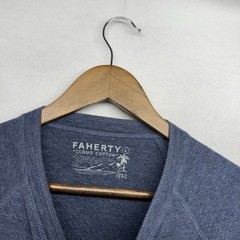 Faherty Cloud Cotton Shirt Men’s Large Blue Henley Solid blank Lightweight Soft