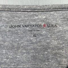 John Varvatos Shirt Mens XL Henley Tee T Short Sleeve Marled Poly Cotton Gray