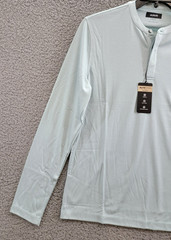 Alfani Alfatech Solid Henley Neck Shirt Men’s S Cloud Blue Long Sleeve Pullover