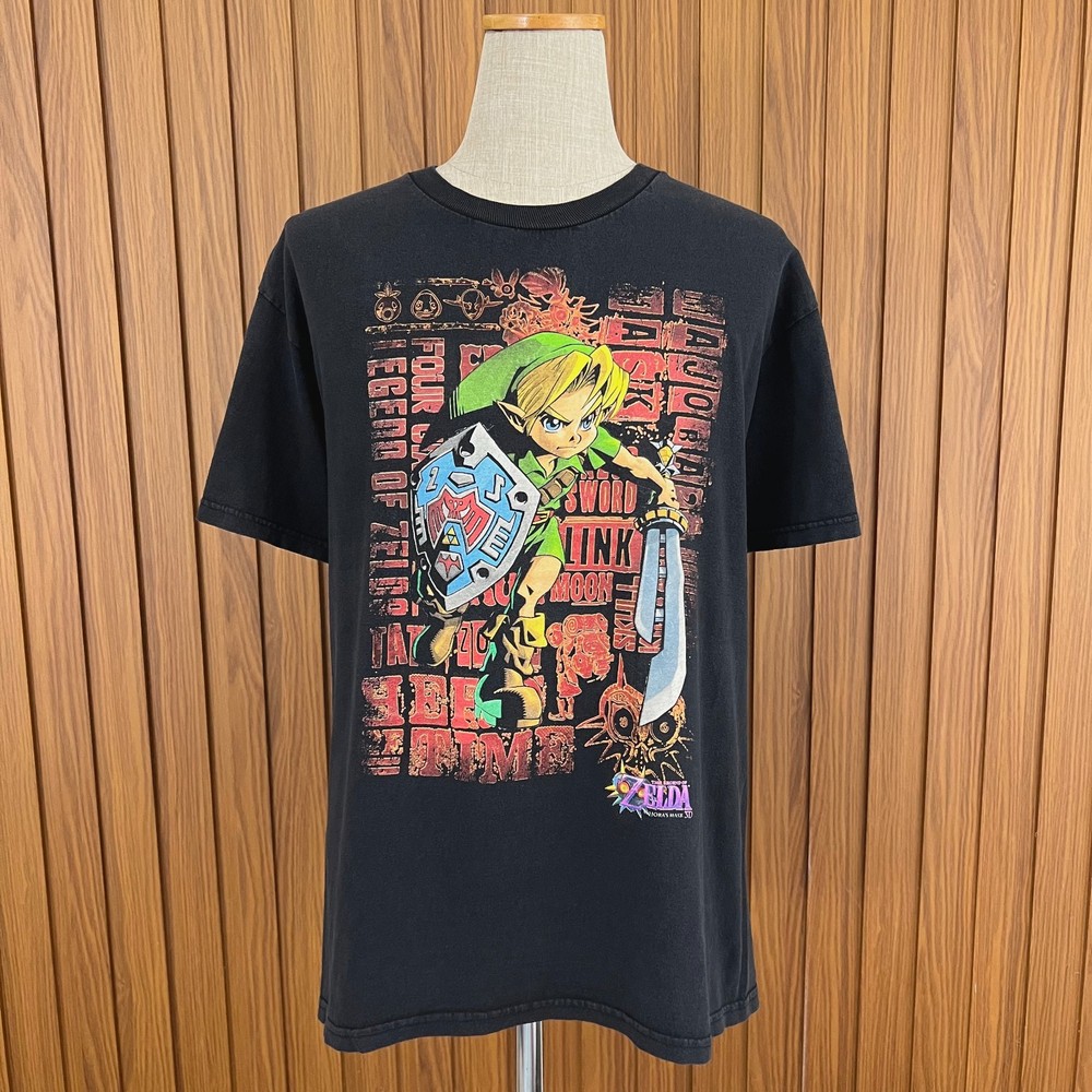 Zelda Majora’s Mask 3D Link Faded Graphic Game T-Shirt Black Size L