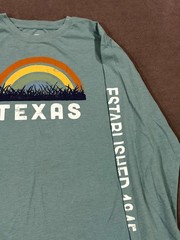 Home Free T Shirt Mens Large Teal Texas Established 1845 Sunset Graphic Cotton