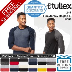 🔥 Tultex Men Fine Jersey Raglan Three-quarter sleeves T-shirt Up To 3XL 245