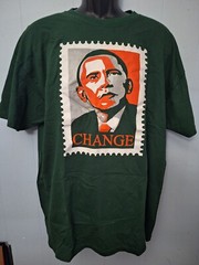 Vintage Barack Obama T-Shirt Mens 2X Green History 2008 USA President Change