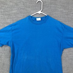 Vintage Hanes Beefy-T Shirt Mens XL Blue Made USA Cotton Blank Tee Top 90s SS
