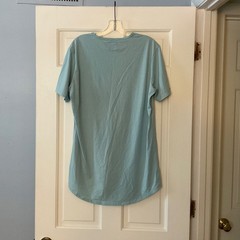 Cuts Clothing Elongated Curve Hem Pocket Tee T-Shirt Blue long length Mens L