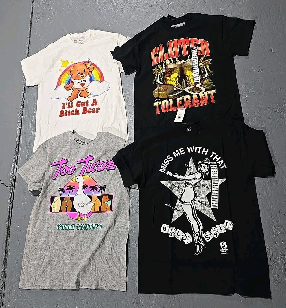 Too Turnt Bikini Samborghini Gluten Care Bear 4pc T-Shirt Lot Medium (V)