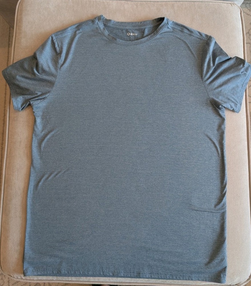 Quince Flowknit Breeze Performance Tee T-Shirt Mens Large Heather Sky Blue