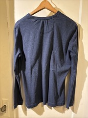 Left Coast Tee Shaped Blue Long Sleeve V Neck Shirt Size S