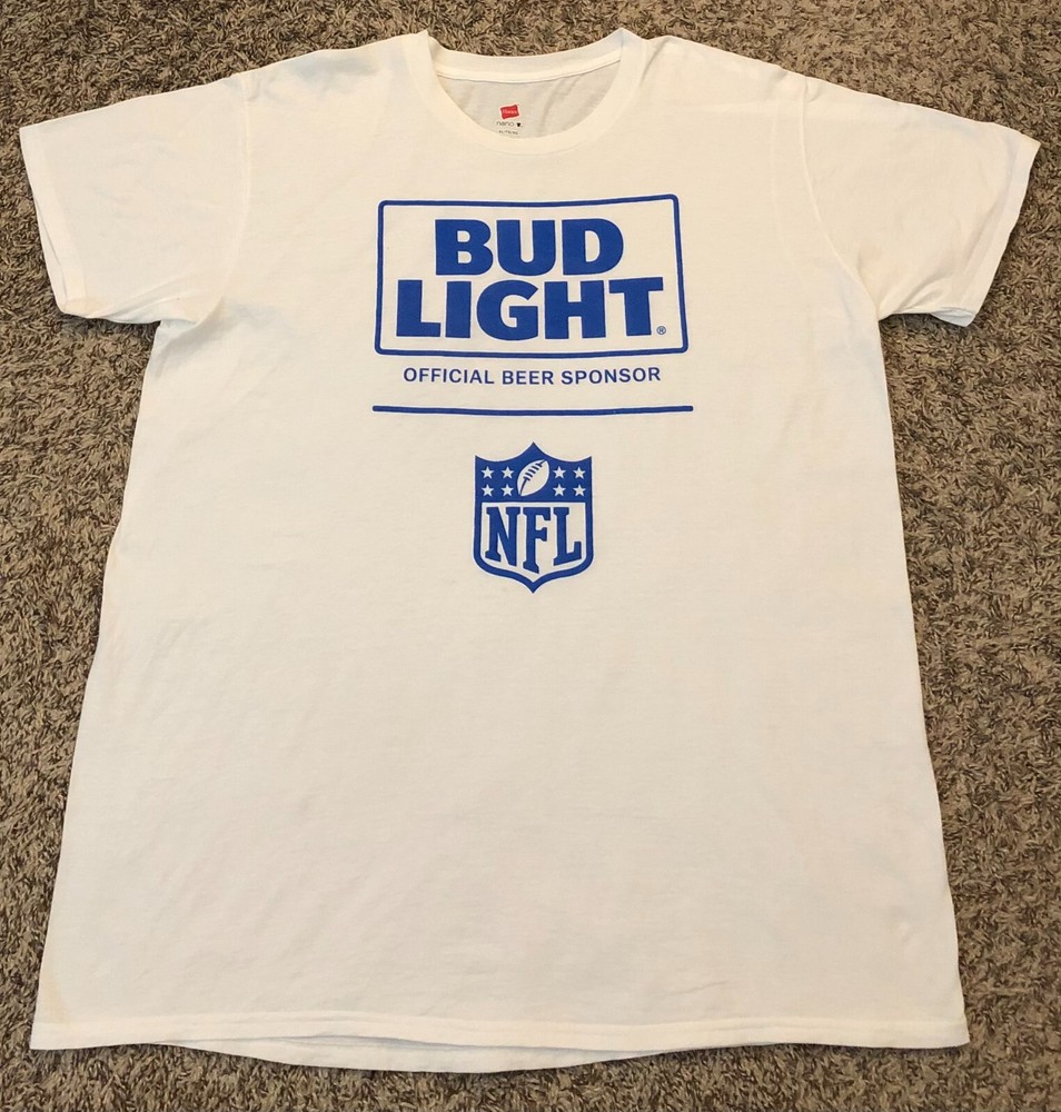 Bud Light Official Beer Sponsor Of The NFL Men’s White T-Shirt Size XL