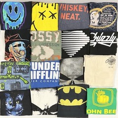 16 Tees Graphic T Shirt Lot Mix Modern Joblot For DIY Craft Upcycle Tie Dye Etc.