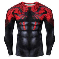 Men’s T-shirts Spider Superhero Compression Tights Long Sleeve Tops Tee Gym