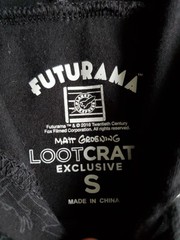 Futurama Hoodie Adult Small Short Sleeve Lootcrate Black Drawstring All Over