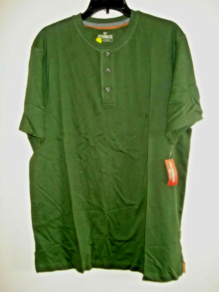 Mens Henley Shirt Riffle Green Size L Outdoor Life Nwt