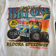 Vintage 90s Eldora Speedway Big One Dirt Track Racing T-Shirt Size Medium