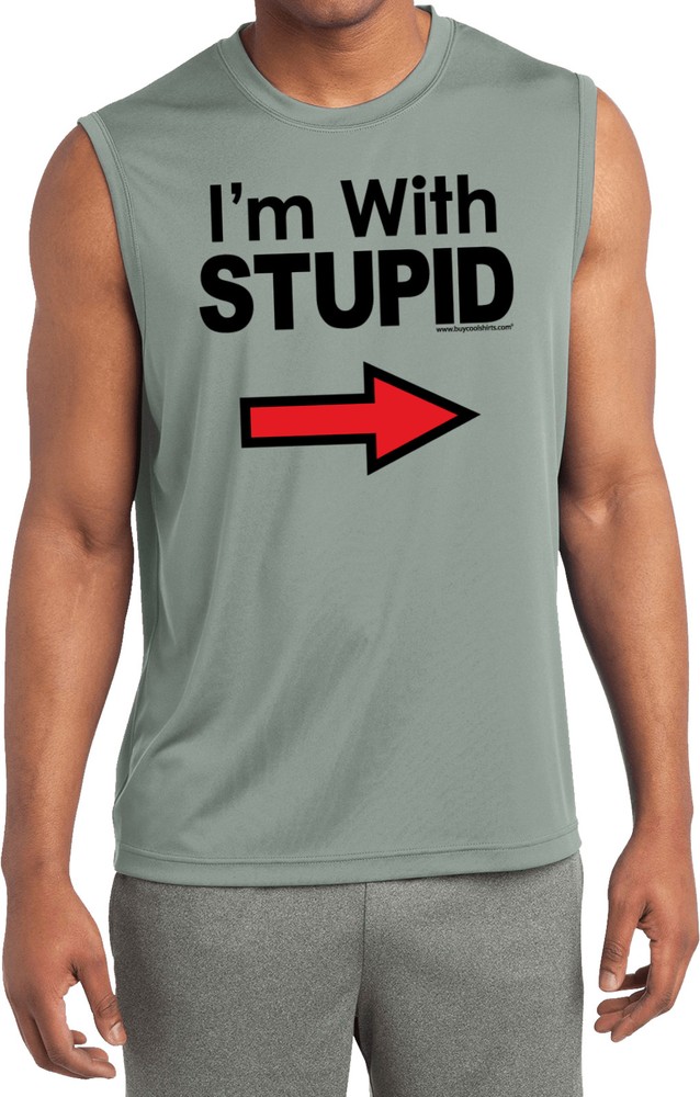 Buy Cool Shirts I’m With Stupid T-shirt Black Print Sleeveless Competitor Tee