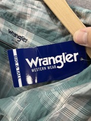 726 Wrangler Western Men’s Green White Flannel Button Shirt Big&Tall Sz 5XLT