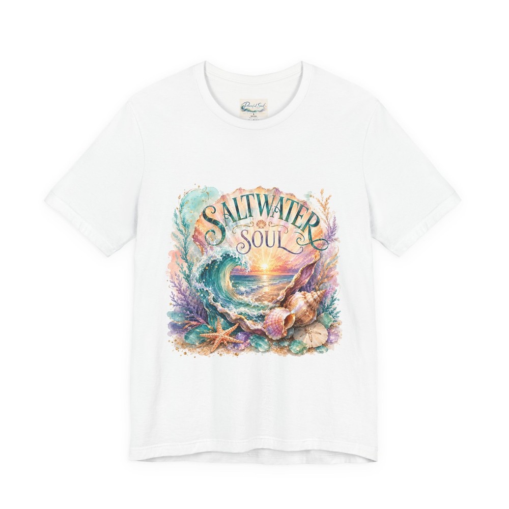 Saltwater Soul wave seashells tee | coastal beach shirt