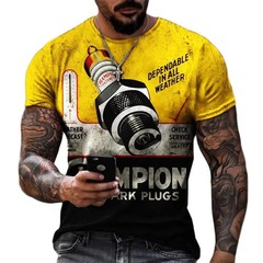 2025 Men’s T-shirts 3d Retro Printed Short Sleeve Tops Vintage Oil T Shirt