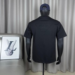 Prada minimalist 3D embroidered letter logo solid color unisex round neck t-shir