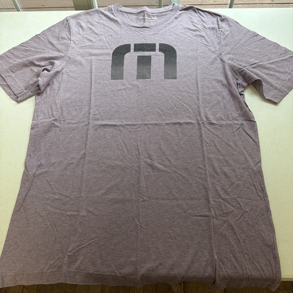 TravisMathew Shirt Mens XLarge Purple Athletic Casual Logo Graphic Tee Peru Golf