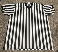 Alleson Athletic Referee Shirt Mens 2XL V-Neck Black & White Striped Jersey LNC