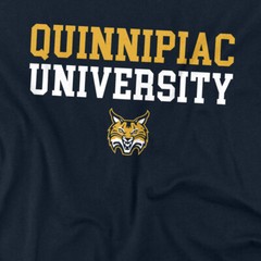 Quinnipiac University Adult T-Shirt Stacked, Navy, S-5XL