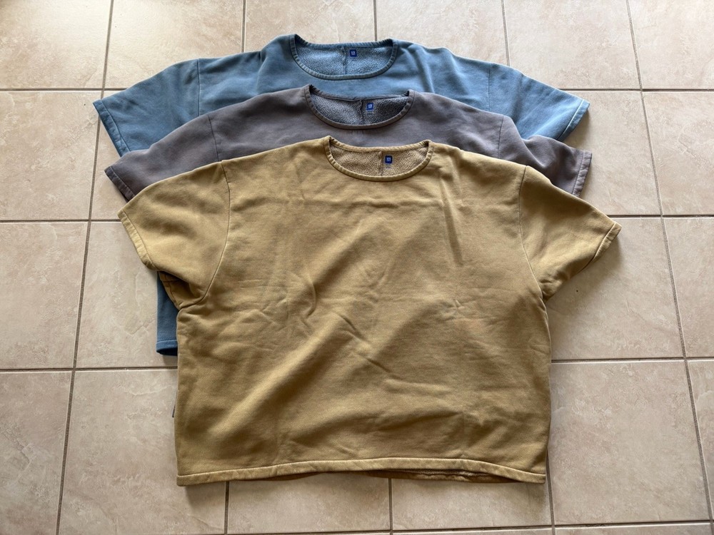 Yeezy Gap YZY Balenciaga Fleece Yoke Tee 3 Pack Bronze Granite Bluestone