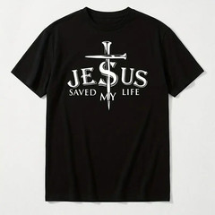 100% Cotton relaxed fit casual short sleeve tee with cross print round neck