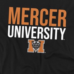 Mercer University Adult T-Shirt Stacked, Black, S-5XL
