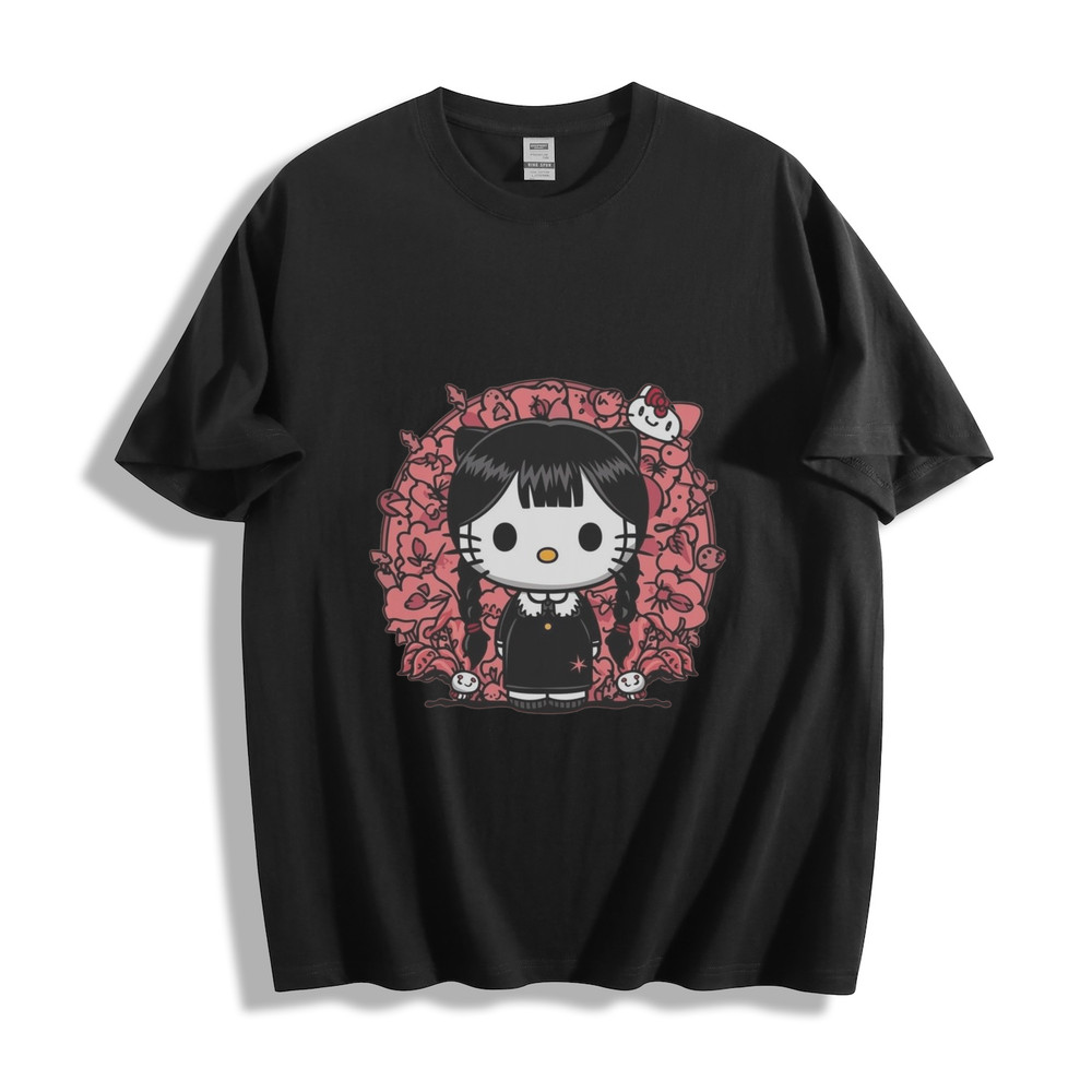 Unisex Hello Kitty as Wednesday Addams Graphic T – Shirt