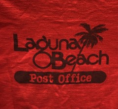 Vintage Laguna Beach USPS Post Office Employee T Shirt Red Size M Hanes Beefy-T