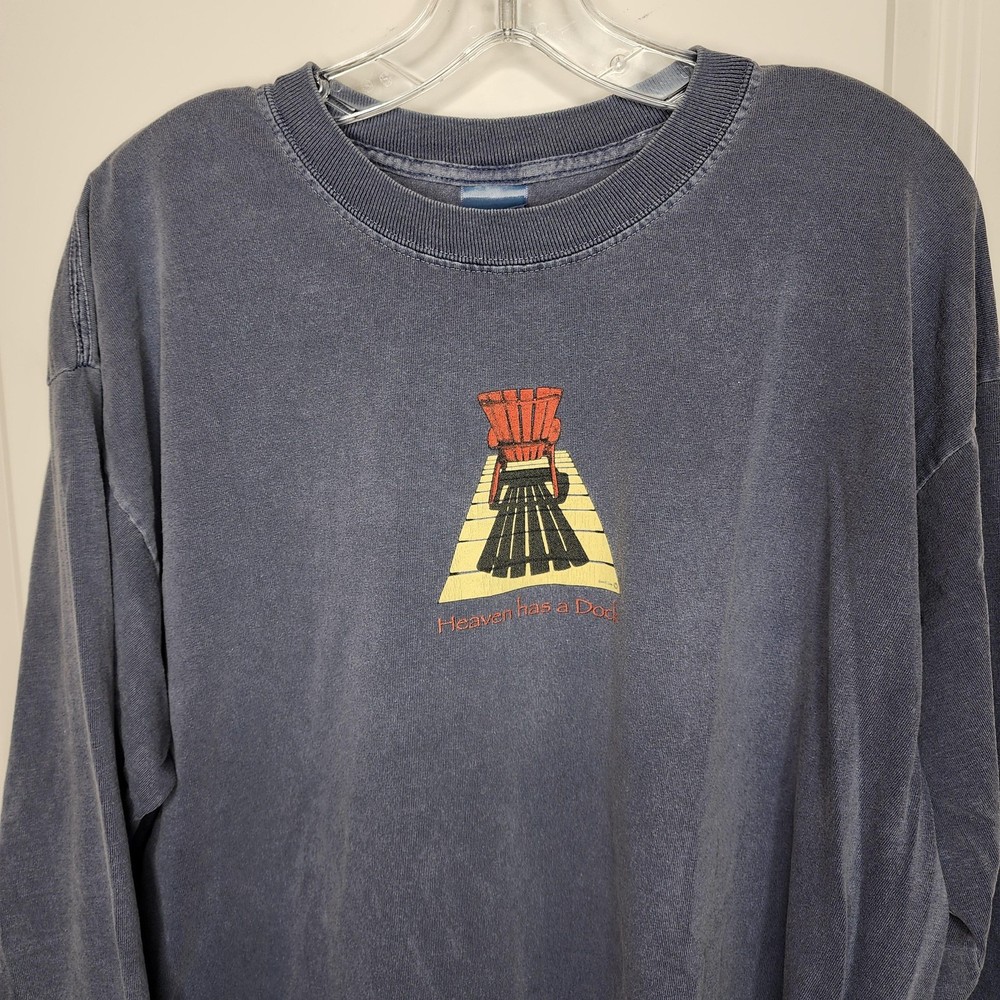 Heaven Has A Dock Shirt Mens XL Blue Adirondack Long Sleeve Christian