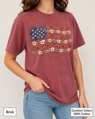 Floral American Flag Comfort Colors Shirt