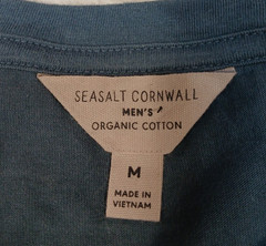 Seasalt Cornwall Mens T-Shirt Medium M Teal Organic Cotton Graphic Print