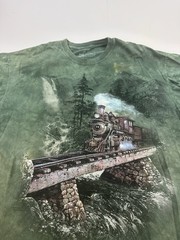 Vintage 2007 THE MOUNTAIN TIE-DYE STEAM TRAIN T-Shirt XL locomotive Y2K