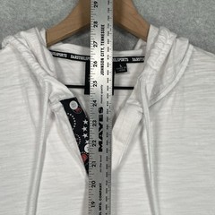 Barstool Sports Henley Shirt L White Lightweight Hooded Long Sleeve Pullover