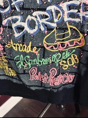 SOUTH OF THE BORDER 90s single stitch t-shirt Screen Stars black graffiti Large
