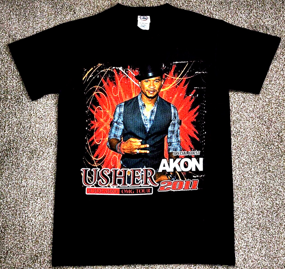 Usher Concert T Shirt Mens Size Small OMG 2011 Tour Hip Hop AKON Rap