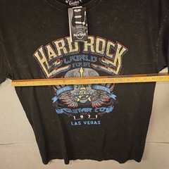 Hard Rock Cafe Guitar Co World Tour 50 Yrs Black Acid Wash Las Vegas Shirt XL