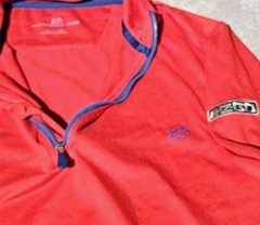 New! SOUTHERN TIDE T3-Red Poly/Spdx Cloth, Mens LS, 1/4.Zip, Pullover Shirt-(M)