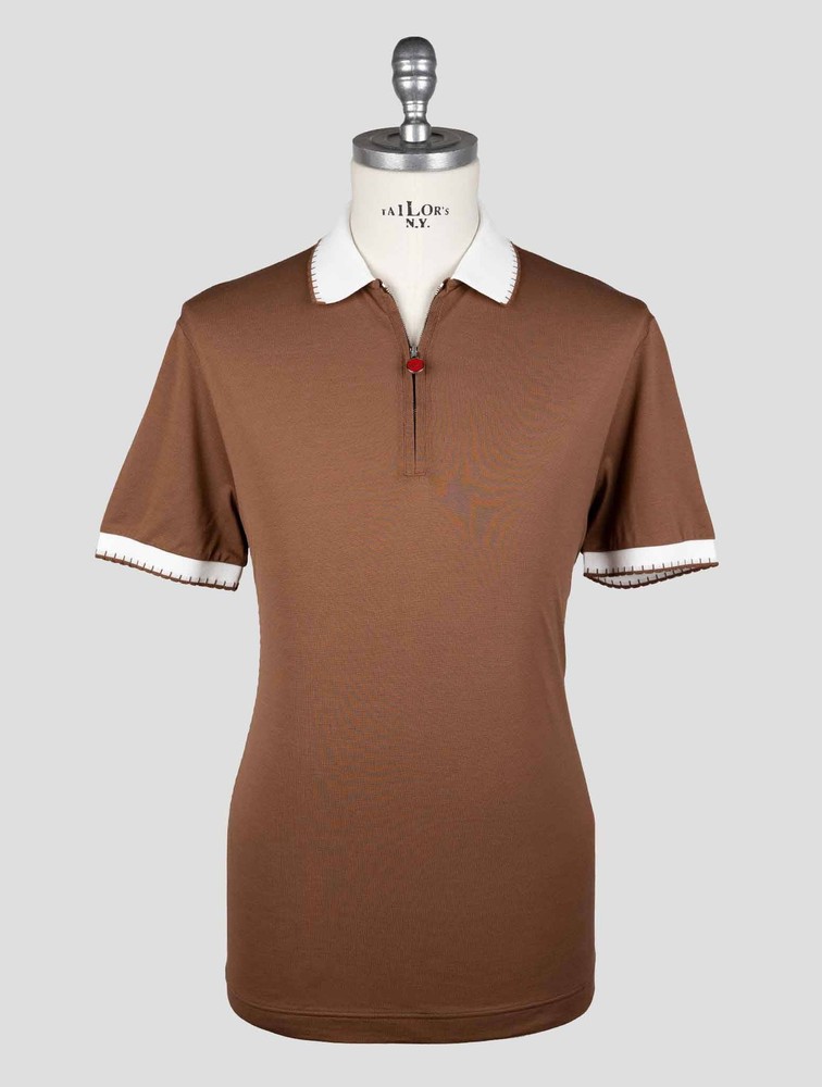 NEW KITON BROWN COTTON POLO KMZ29 EU 50 – US 40 – M KMZ29