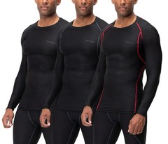 DEVOPS 3 Pack Men’s UPF 50+ Long Sleeve Compression Shirts Quick Dry, Cool Gear
