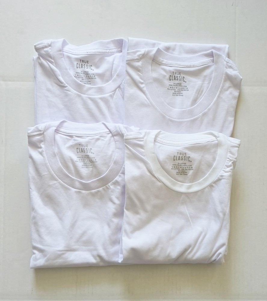 True Classic – Crew Neck – Short Sleeve T-Shirt – White – X-Large – 4 Pack