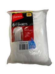 Hanes Essentials Men’s White Cotton T-Shirt, Value 6-Pack L