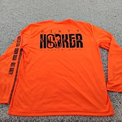 Dirty Hooker Shirt Mens Large Orange Performance Fishing Beach Beer Outdoor A4